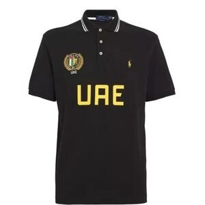 NWT Polo Ralph Lauren Black‎ UAE Crest Patch UAE 24 Mesh Knit Polo Shirt sz XL
